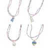 Bär Kugel Herz Anhänger Halskette Temperament Choker Modeschmuck Schlüsselbein Kette Doppellagige Reiskorn Perlen Halskette