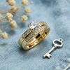Elegante Juego de Anillos de Pareja, Anillo de Compromiso Romántico de Lujo, Regalo Navideño