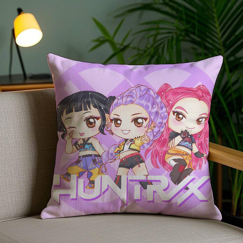 Pop-Cartoon Movie K-Pop Demon Hunters Pillow Case Anti-dustmite Pillowcase Invisible Zipper Silky Short Plush Sofa Cushion Cover
