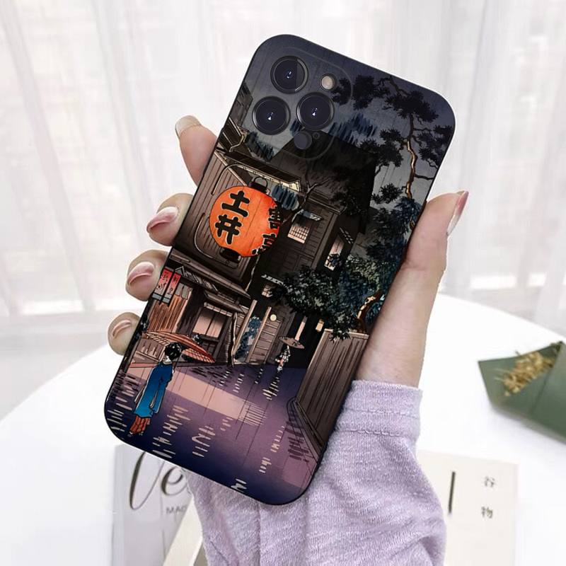 Japanese Style Art Phone Case For iPhone 8 7 6 6S Plus X SE 2020 XR XS 14 11 12 13 Mini Pro Max Mobile Case