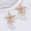 Spring and summer new ocean leisure vacation wind alloy starfish imitation pearl pendant simple fashion versatile earrings