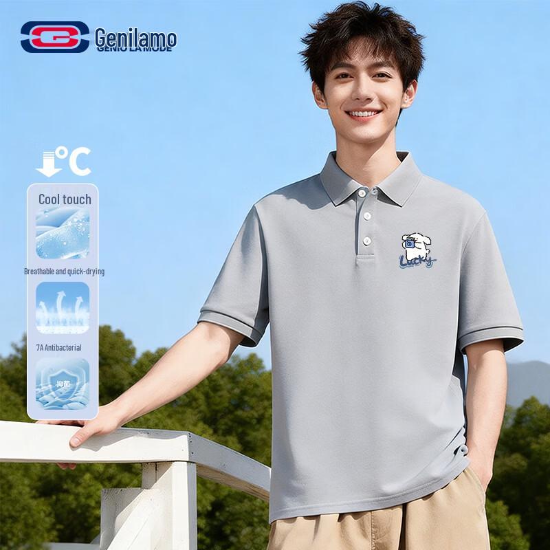 GENIOLAMODE Men s Summer Casual Polo Shirt L