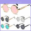 Óculos de Sol Redondos Steampunk Vintage Com Lentes Espelhadas Refletivas e Armação de Metal