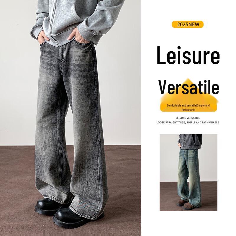 

Мужские джинсы VUUG из выстиранного ретро-денима свободного кроя с прямыми штанинами M