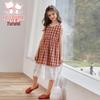 Girls' Summer Retro Plaid Vest Dress