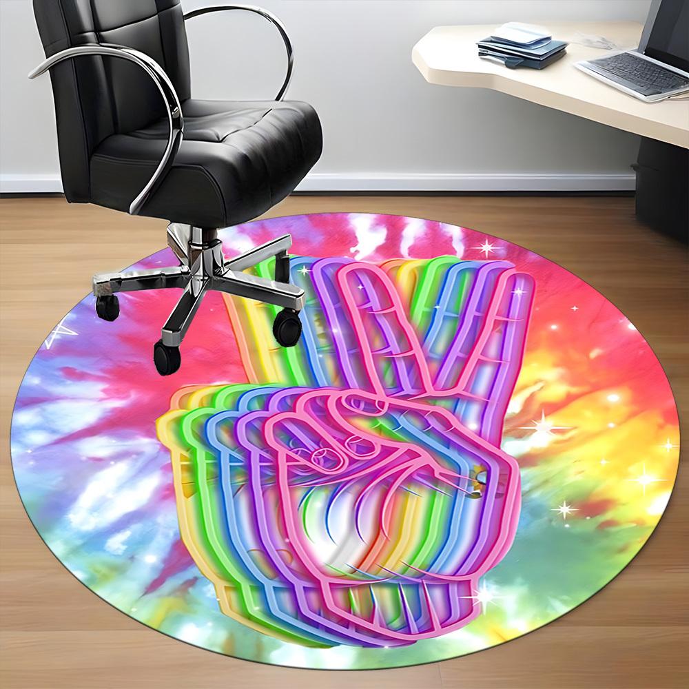 1pc Rainbow Hand Chair Carpet for Office, Indoor Non Slip Washable Polyester Fiber Carpet,