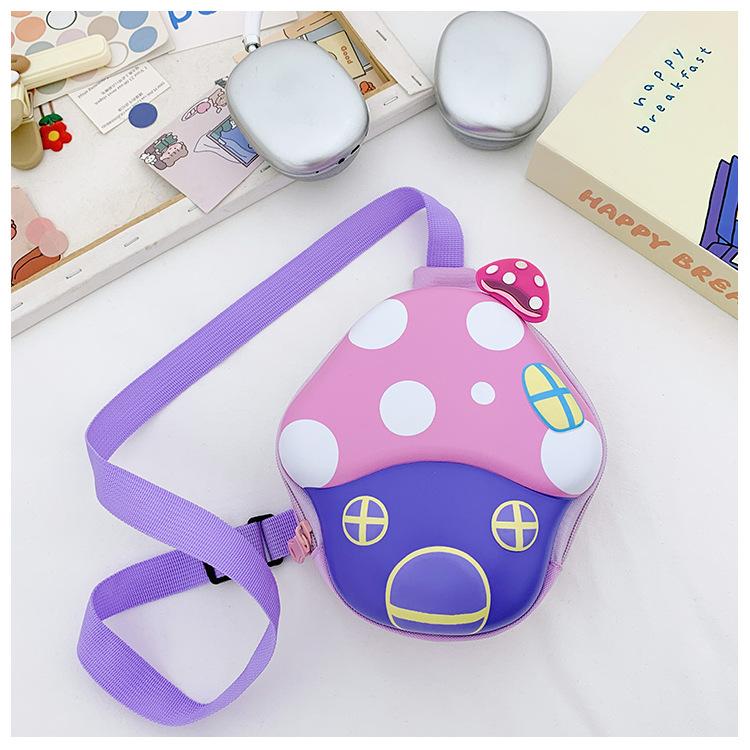 School Bag Cute Little Mushroom Breast Bag Casual Change Bag Cartoon Hard Shell Shoulder Crossbody Backpack