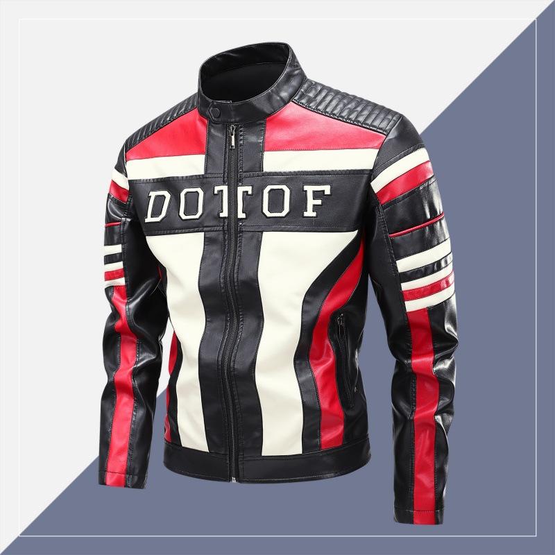 

Кожаный мотоциклетный костюм с воротником-стойкой, осенне-зимний, мужской гоночный костюм, кожаная куртка, куртка XXXL