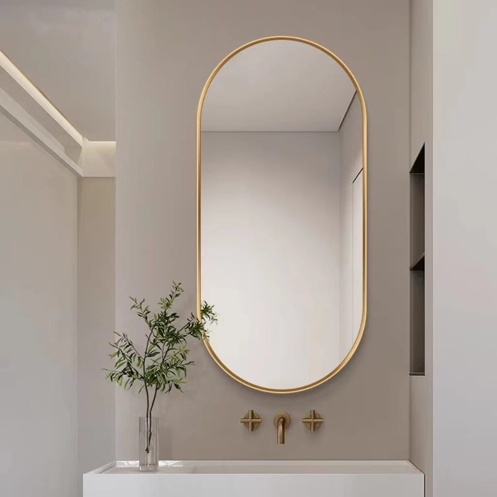 Oval Mirror 80X40Cm Gold Frame
