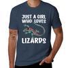 Just A Girl who Loves Lizards Cute Saying For Lizard Lover TShirt Basic Short Sleeve Cotton Blend TShirt