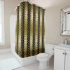Elegant Black and Gold Leaf Seamless Pattern Chevron Striped Shower Curtain Bathroom Curtain with Hook Bathroom Curtains L220cm