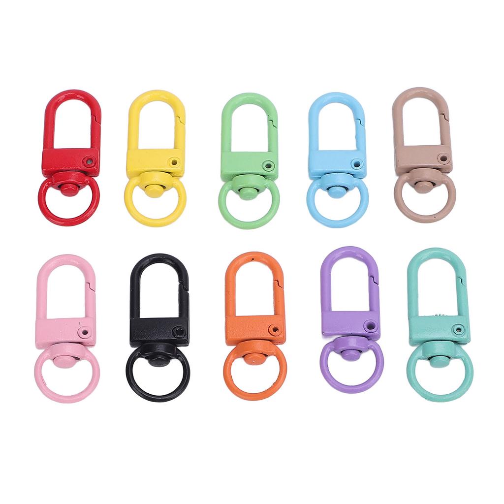 50PCS Colorful Snap Hooks Metal Swivel Claw Clasps for Crafts Making Backpack Keychain Pendant 10
