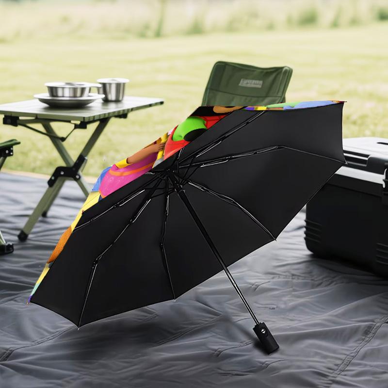 rabbit Bing Friends Garden Party Automatic Folding Umbrella - 8-Rib Travel Umbrella with Auto Open/Close & Portable Gifts for holidays or birthdays