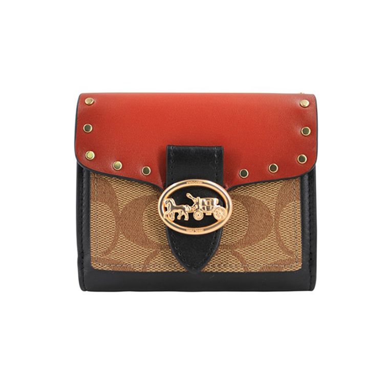 

Coach Georgie Studded Short Handbag Wallet Women handbags Brown Red Black 6791-IMRL7 Basic Set (Bag+Dust Bag)
