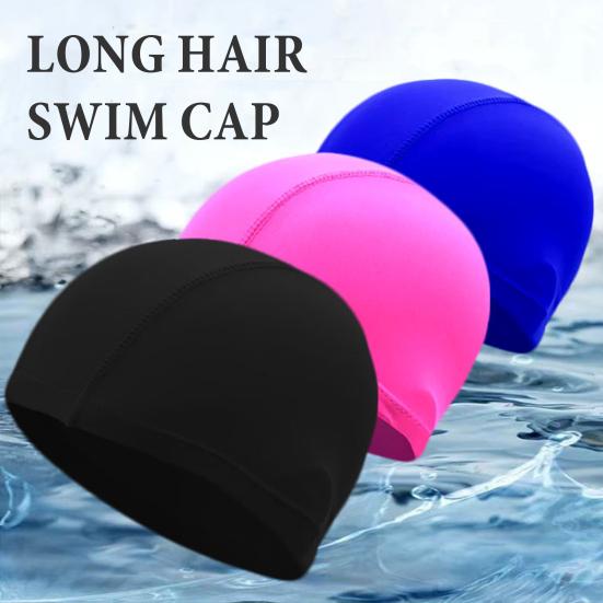 Stoff Badekappe Elastisch Atmungsaktiv Leicht Lang Kurzhaar Schwimmkappe Einfarbig Herren Damen Erwachsene Kinder Schwimmbadkappe