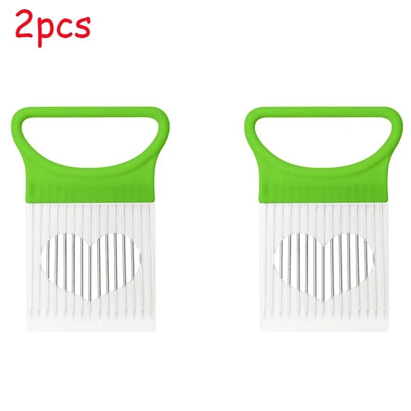 1/2/3/4pcs Effortlessly Slice Onions with This 1pc Colorful Onion Slicer Kitchen Stainless Steel Potato Chip Onion Holder