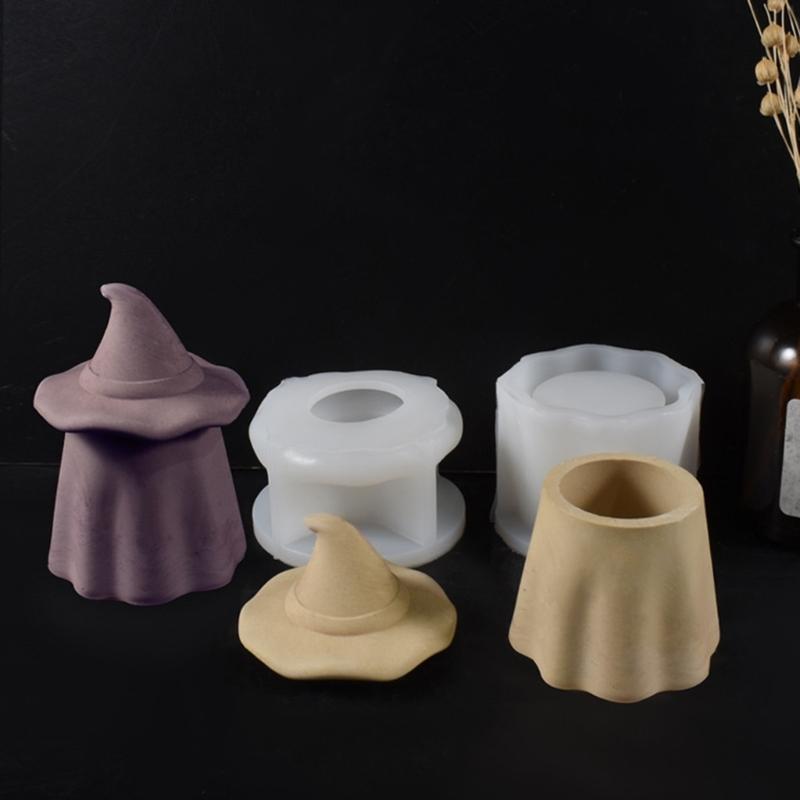 Witch Hat Shape Silicone Molds for Unique Candle Holder and Trinkets Box Creation Soft Moulds Easy Demolding Moulds