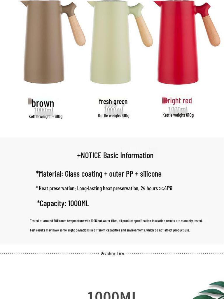 Thermos Glass Liner Insulated Water Bottle for Home, Student Dormitory & Coffee Use