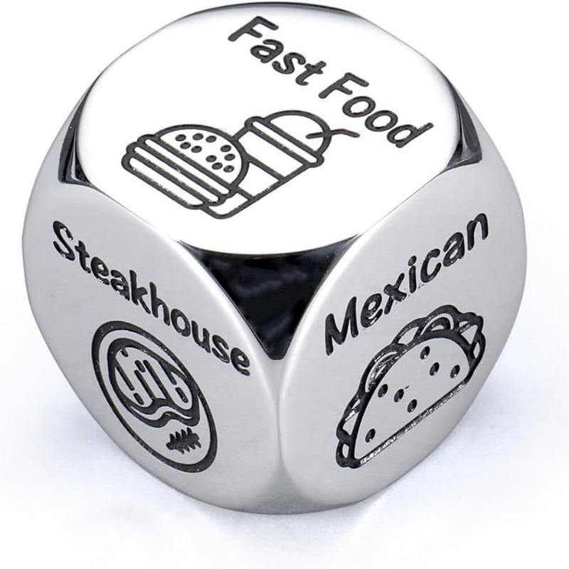 1ks Kostka pro rozhodování o jídle s sebou Kreativní kostka na večeři z nerezové oceli Rozhodovač o jídle Valentýnské dárky pro ženy muže