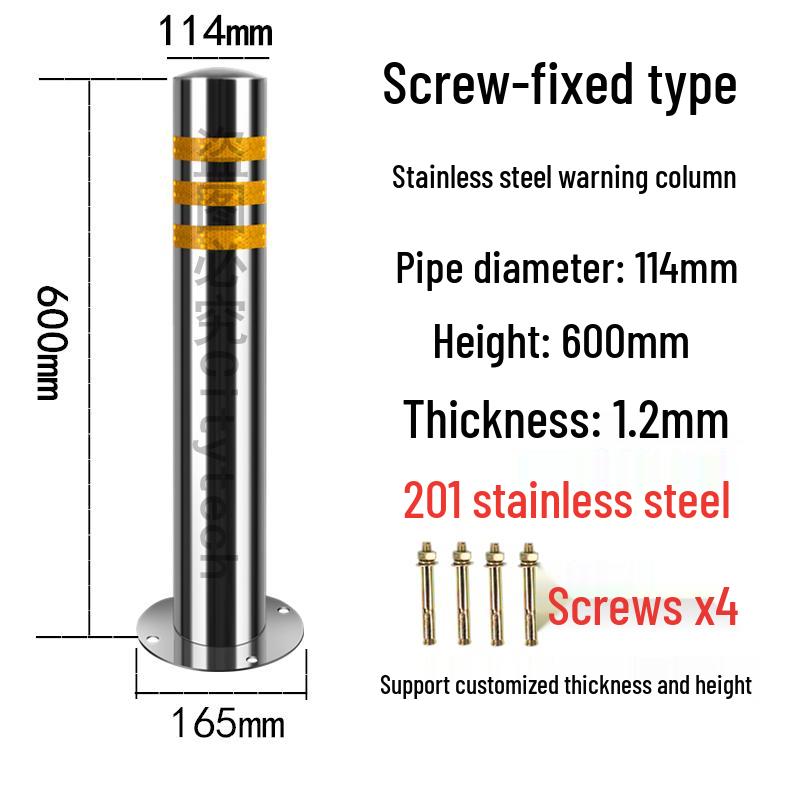 Stainless Steel Reflective Bollard: Thickened Anti-Collision Road Post, 304 Steel Parking Space Isolation Post.