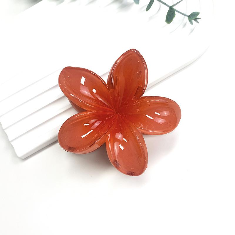 Retro Colorful Frangipani Flower Hair Claw Clip for Women