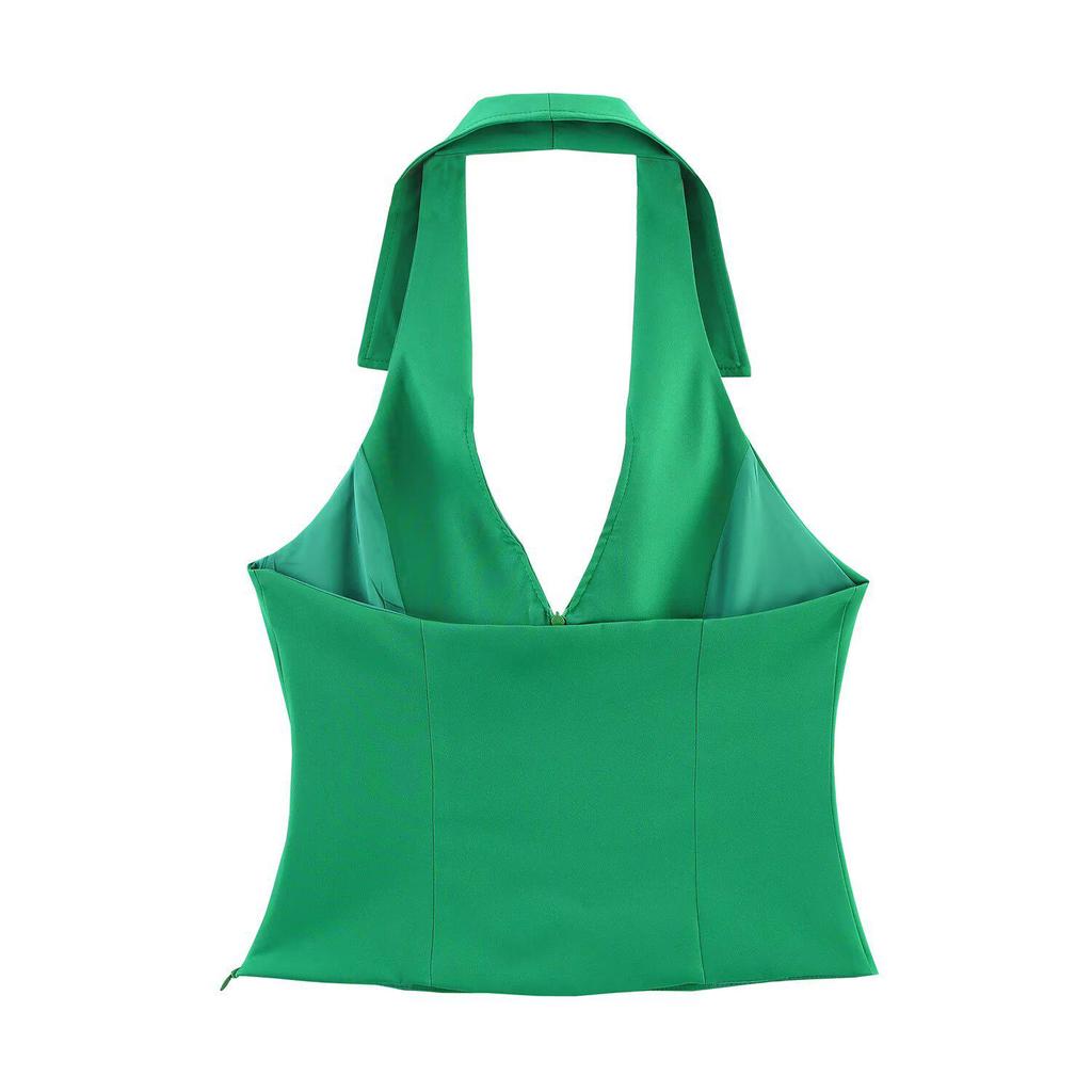 2025 Spring Women's European and American Halter Neck Shirt Dress Pants