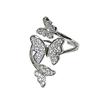 Elegant Full Diamond Exquisite Butterfly Opening Ring Adjustable Stacking High-End Niche Design Index Finger Ring