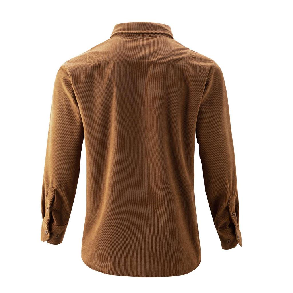 Men's Autumn Cotton Corduroy Slim Fit Casual Shirt with Long Sleeves