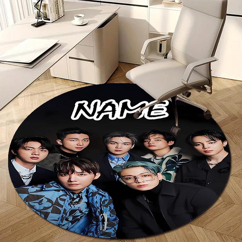 Personalized K-Kpop Team Round Chair Office Rug - Perfect for Mat, Office Chair & More - Ideal Gift for Birthdays and Holidays