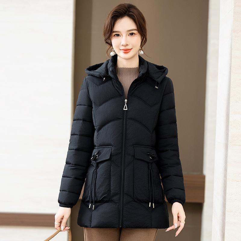 Cotton clothes, cotton clothes, women's mid-length slimming slim padded jackets, winter winter 2025 new hoods