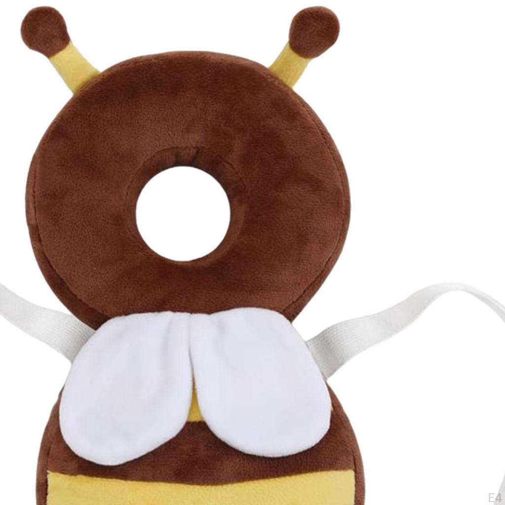 Baby Head Protector with Chest Strap Cute Wear Pad for Kids Home Living Room Yellow and Flannel
