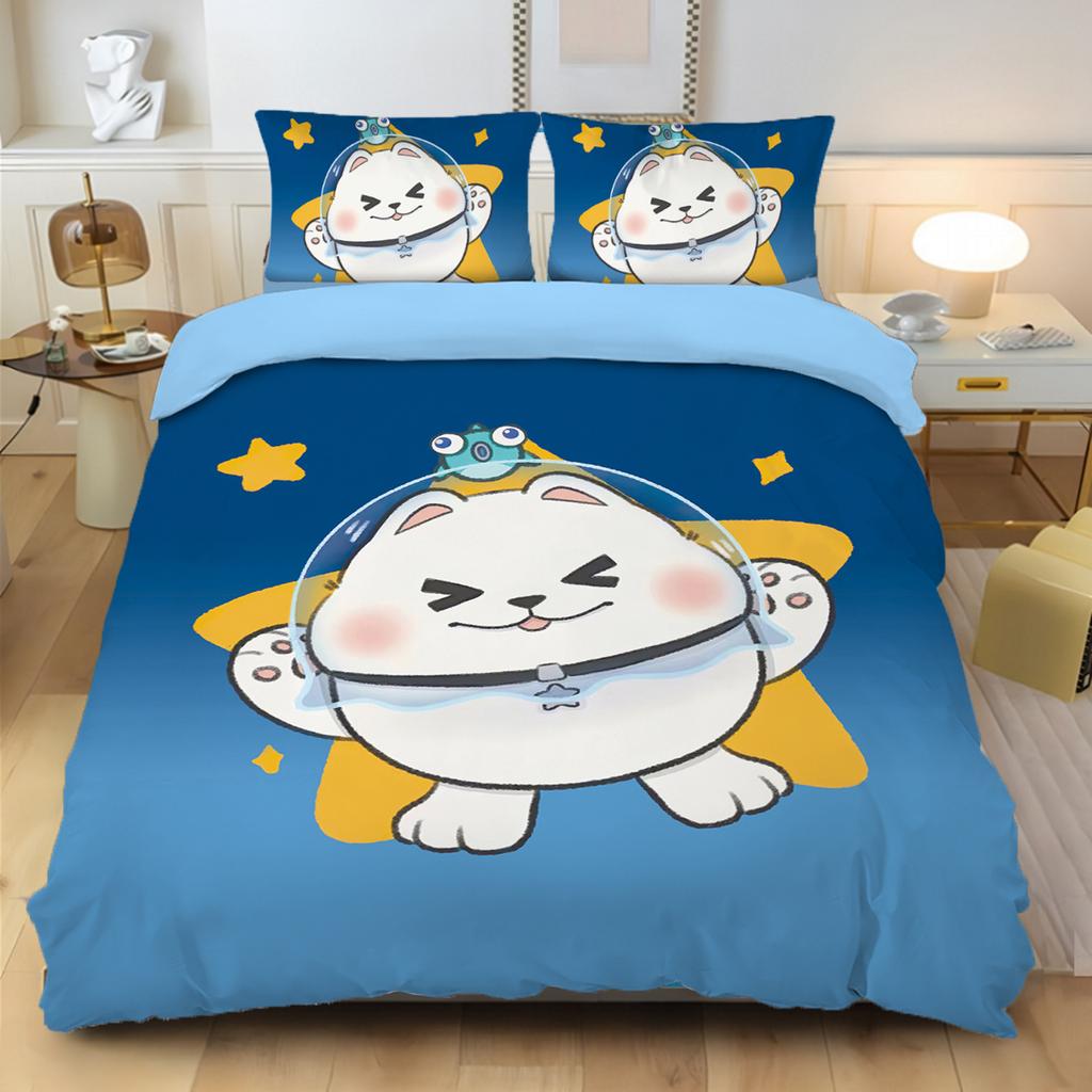 Games Eggy Party Bedding Set Cartoon Eggy 3D Printing Quilt CoverGame Themed Children's Room Decoration Kit Single Twin Full