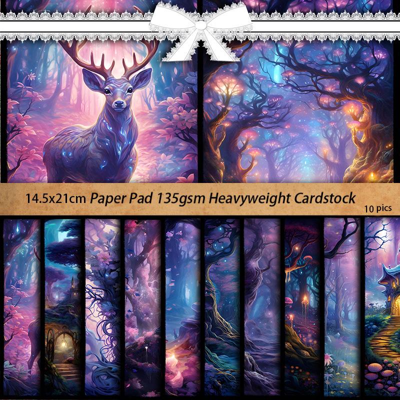 Retro Deep Sea Dream Paper Set - 10 Sheets of Dreamy Animal Patterns for Journal Decoration