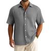 Men's Summer Solid Color Lapel Short-Sleeved Shirt Men's Casual Fashion Short-Sleeved Shirt
