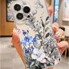 Drop-Proof Transparent Blue-Purple Flower Case for iPhone 14/15/16/17 Pro Max