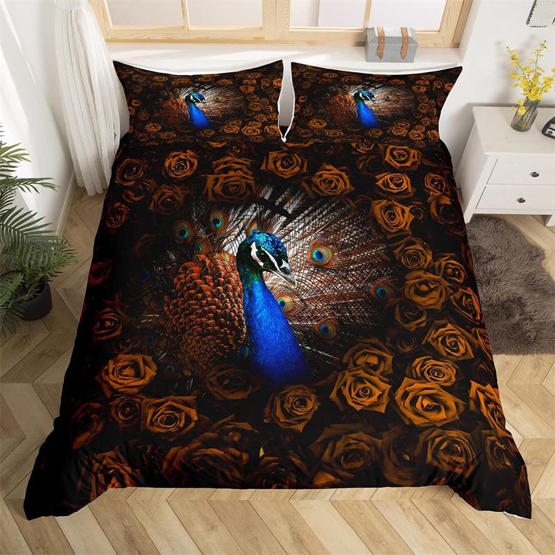 Hochlandkuh Bettwäsche-Set Bauernhoftier Bettbezug Einzelbett King Queen Rote Rose Deckenbezug Mikrofaser Romantische Florale Bettwäsche-Sets