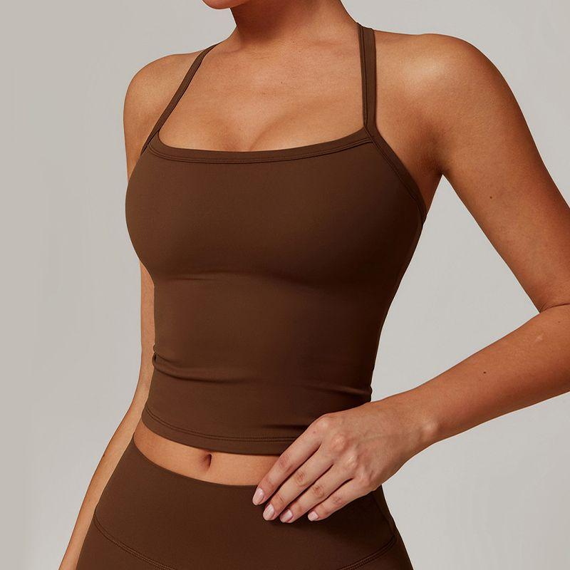 Fine Sling Sports Underwear Women Outer Wear Summer Yoga Vest Top With Chest Pad Running Quick-Drying Workout Clothes Beauty Back