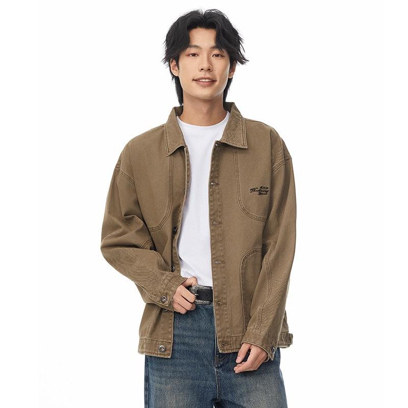 

Ретро куртка мужская весенняя свободная модная повседневная куртка рабочего парня 4XL