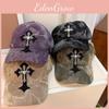 Cross Decoration Fashionable Dyeing Pattern Women Summer Casual Baseball Cap