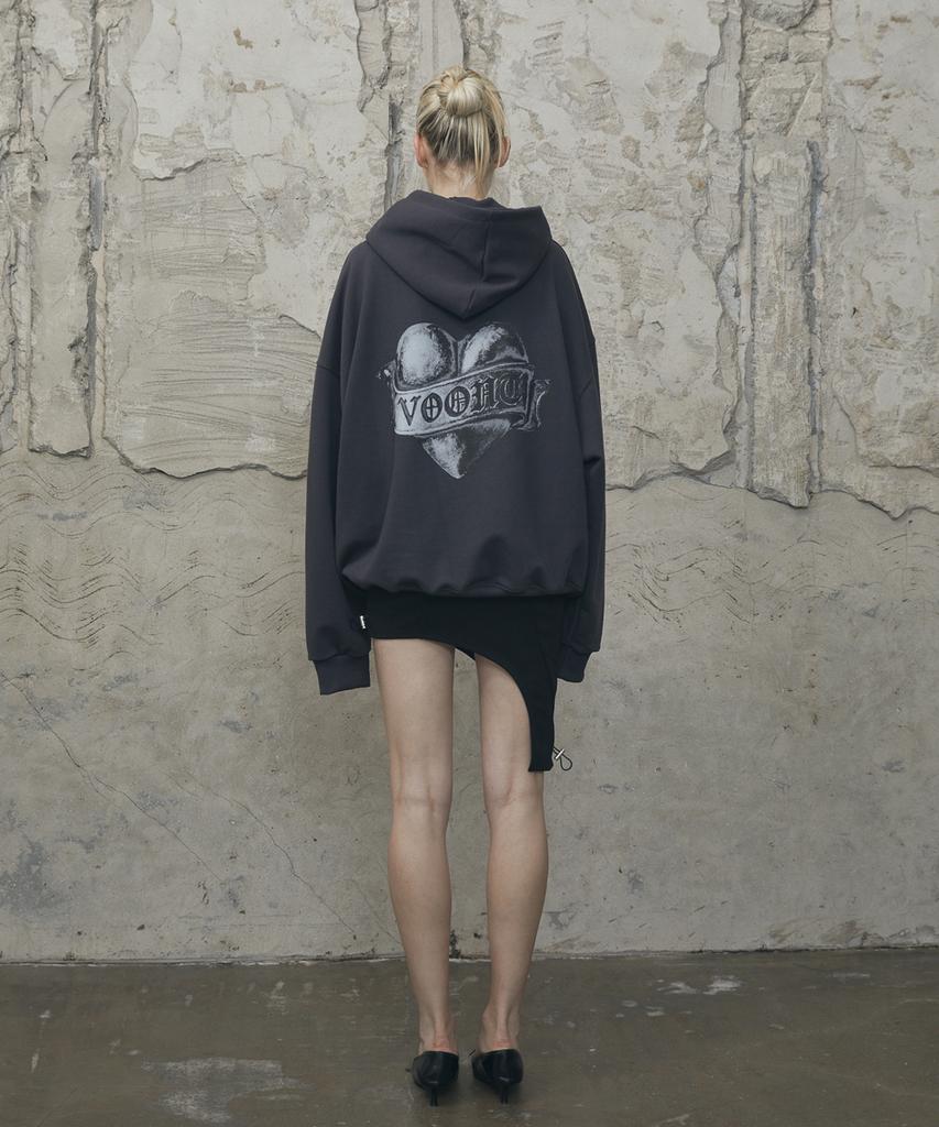 VOONT Metallic Heart Over-Fit Hoodie (Charcoal)