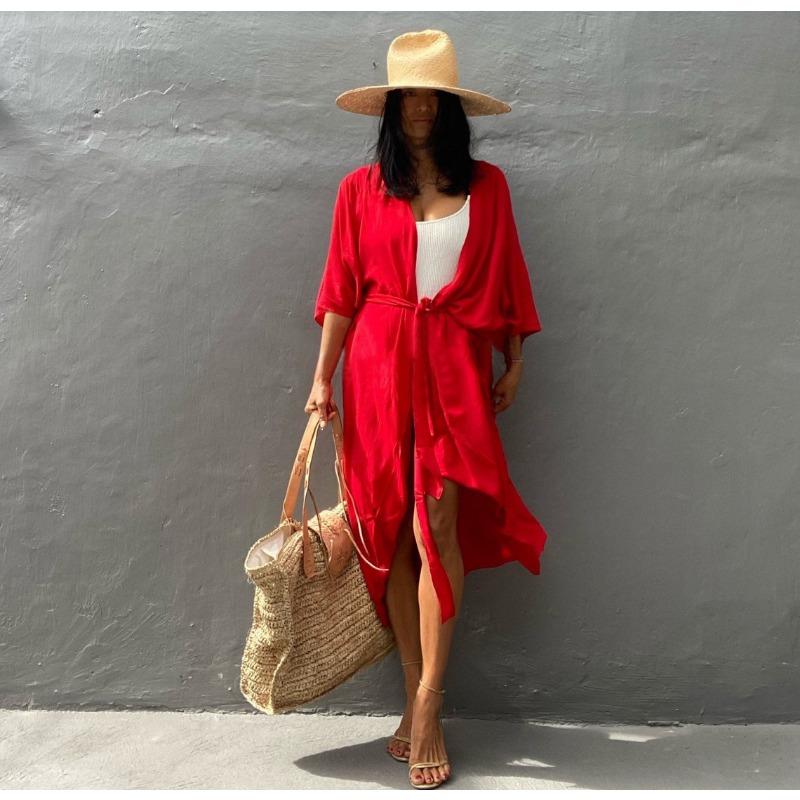 

Женская мода лето весна однотонный принт рукава 1/2 свободная талия повседневные платья Size: One Size