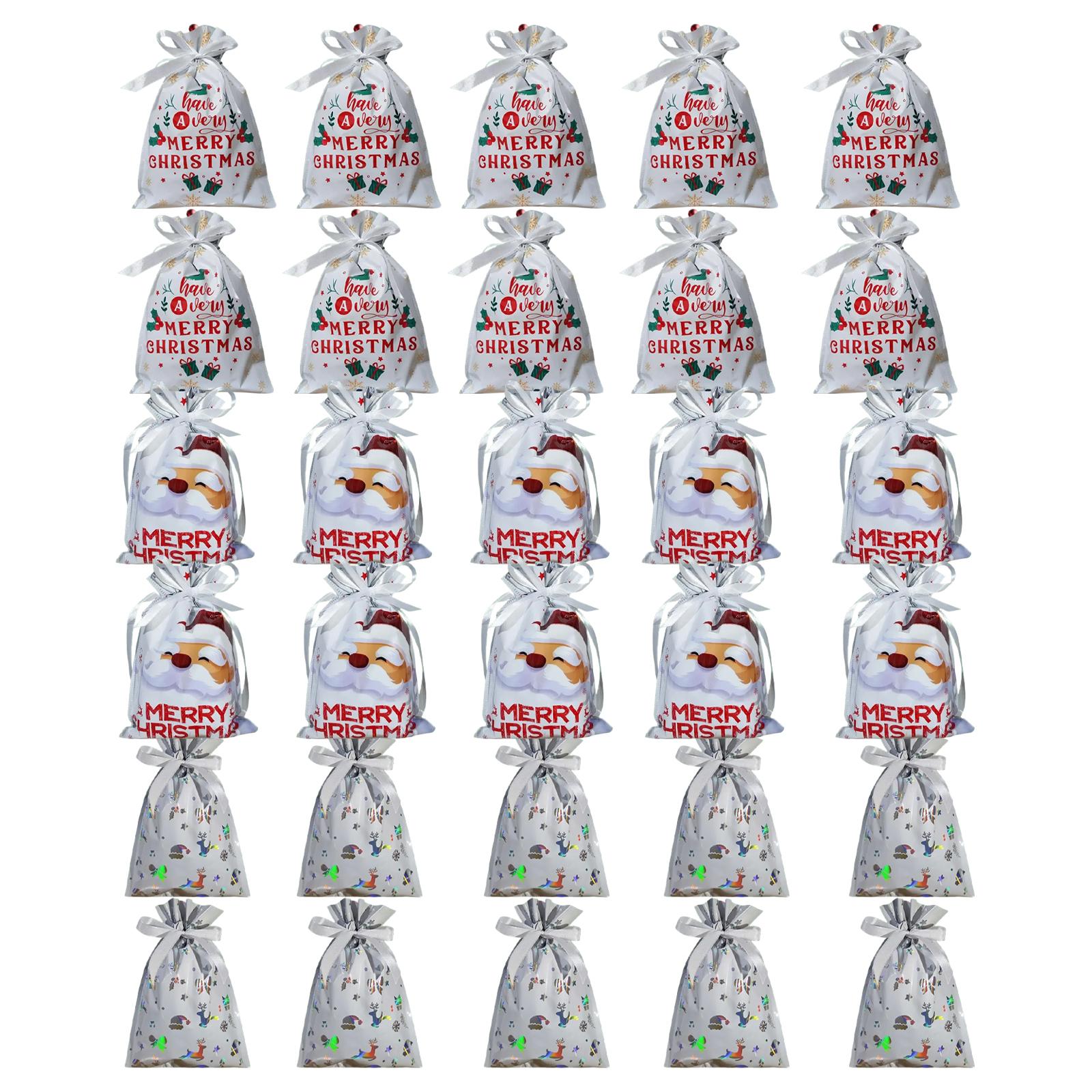 

Drawstring Christmas Gift Bags, New Foil Gift Bags, Decorative Gift For Holiday Celebrations, Portable Multicolor Gift Pouches For Kids One Size белый