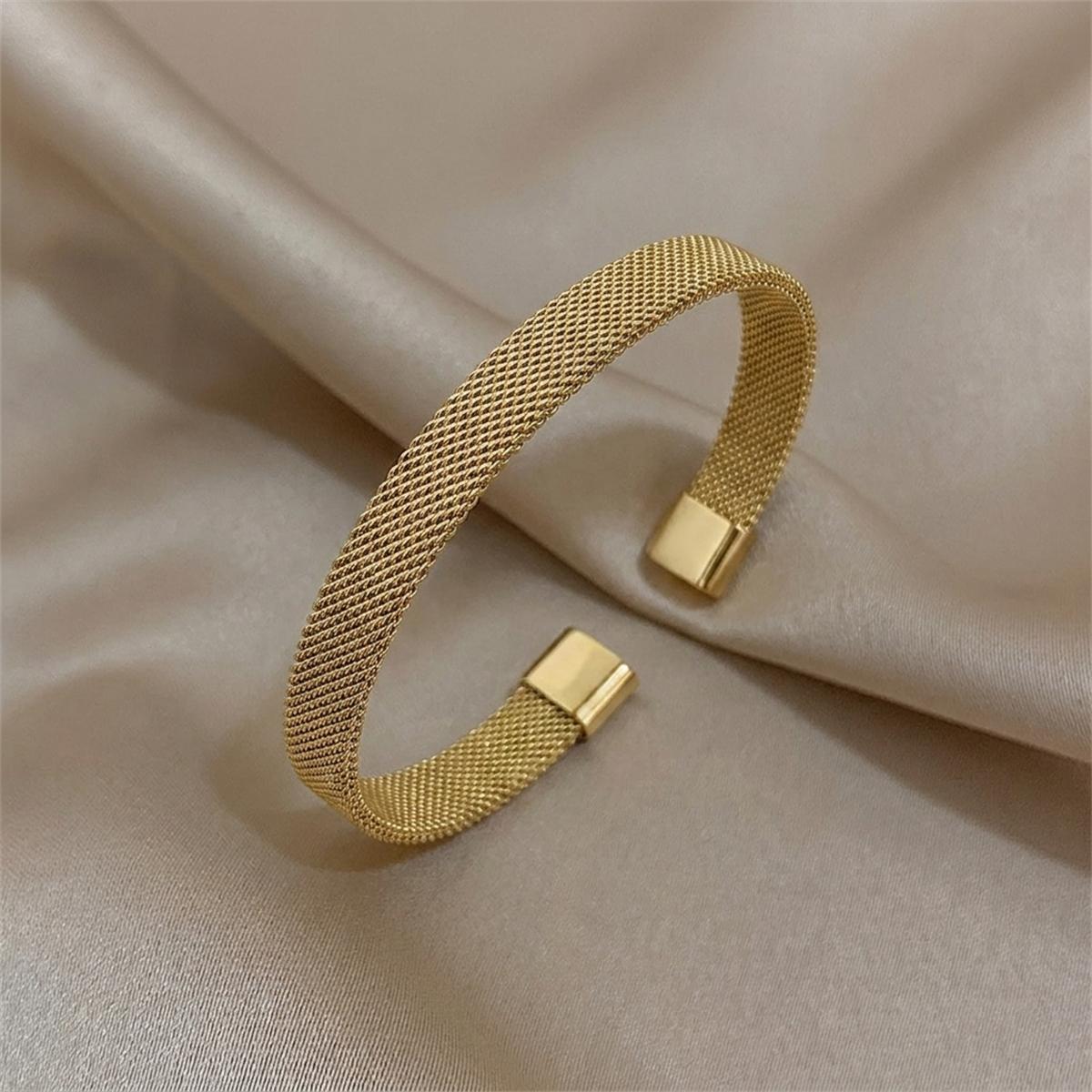 

Minimalist Irregular Twisted Braided Cuff Bracelet for Women Luxury Stainless Steel Open Bangle Elegant Party Jewelry Gift