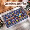 Fish Ocean Theme Soft Crystal Velvet Rug Custom Name & Text Print Non Slip Floor Rug for Bedroom Living Room