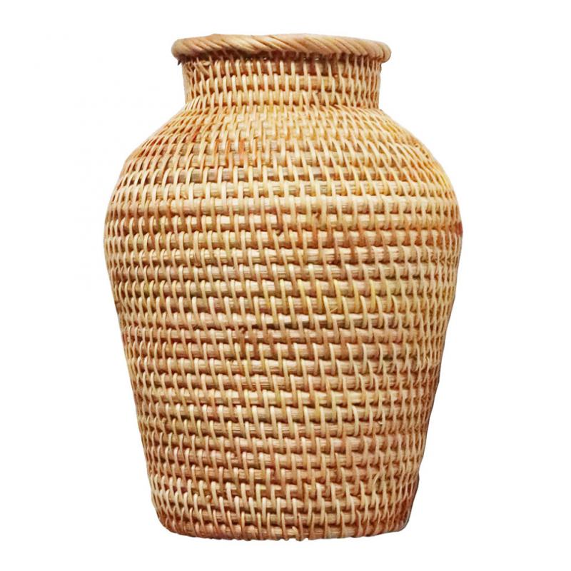 4Stk Geflochtene Vase Aus Rattan Für Büro Zuhause Hellbraun