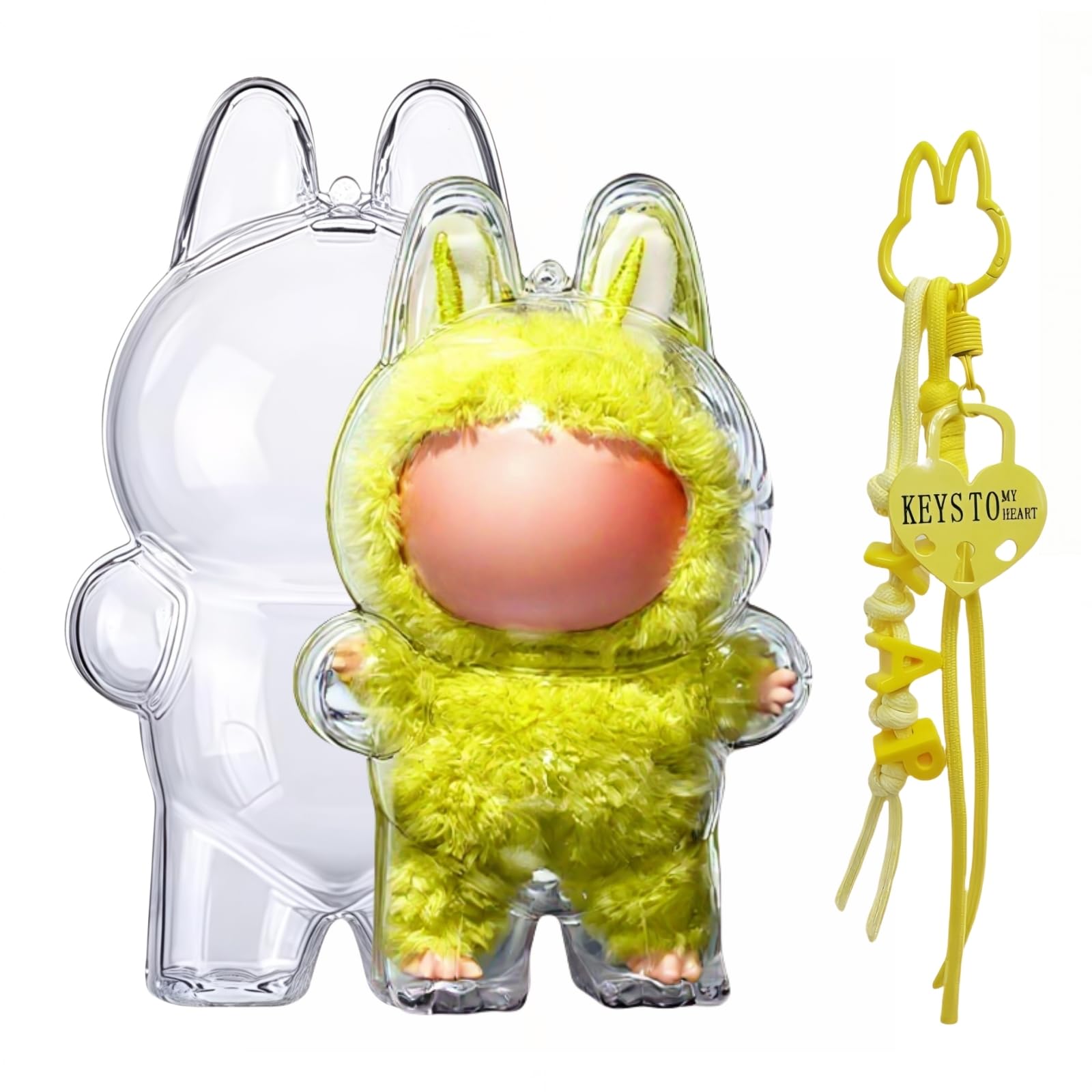 

Available in various colors. Compatible with LABUBU (standing pose). Clear cover, dirt-resistant, dust-proof, and perfect for walks. Includes a clear