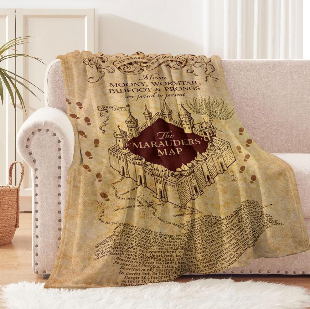1PC Blanket Marauders Map Vintage Antique map Flannel Thin blankets for Home Office Travel Camping Perfect gifts four season use