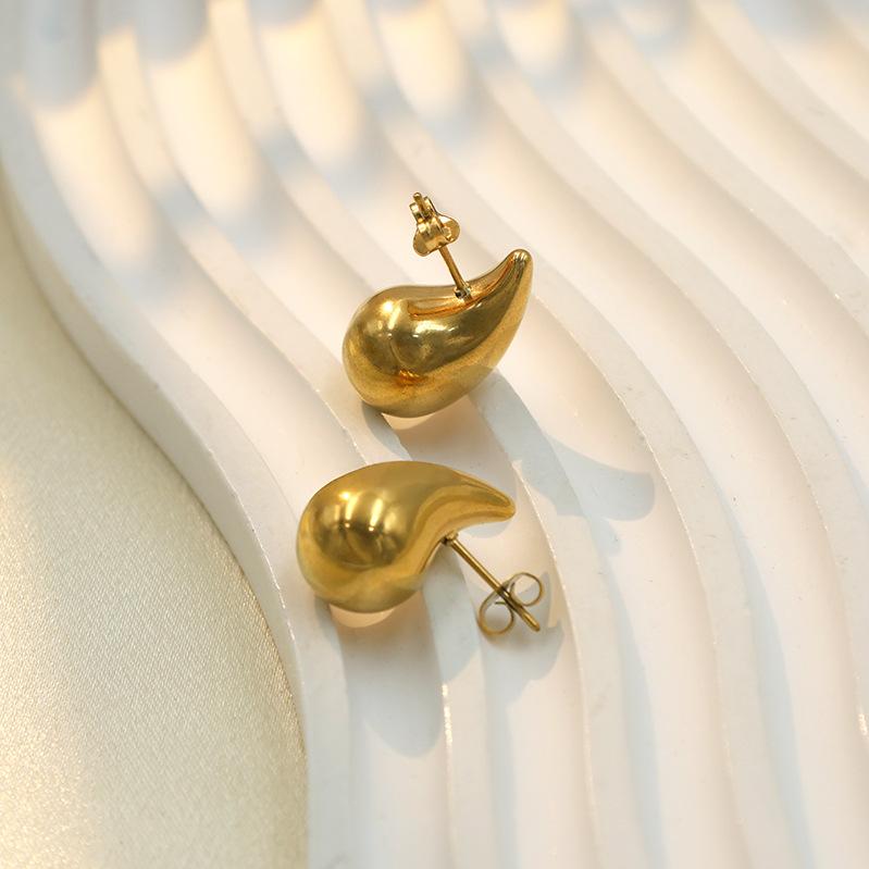 Wind, Titanium Steel Chubby Temperament Hot Water Drop Earrings Girls, Electroplated Fashion Earrings