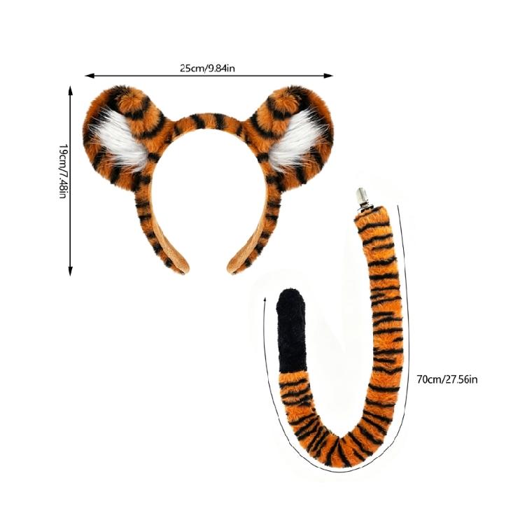 Plush Costume Prop Set with Ear Headband and Flexible Tail for Kids Halloween Party Wear, Picture Corners, and Stage Looks