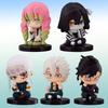 5pcs Q Version Demon Slayer Sitting Ghost Doll Tanjiro Nidouzi Inosuke Zenizu Toy Figural PVC Model Gift